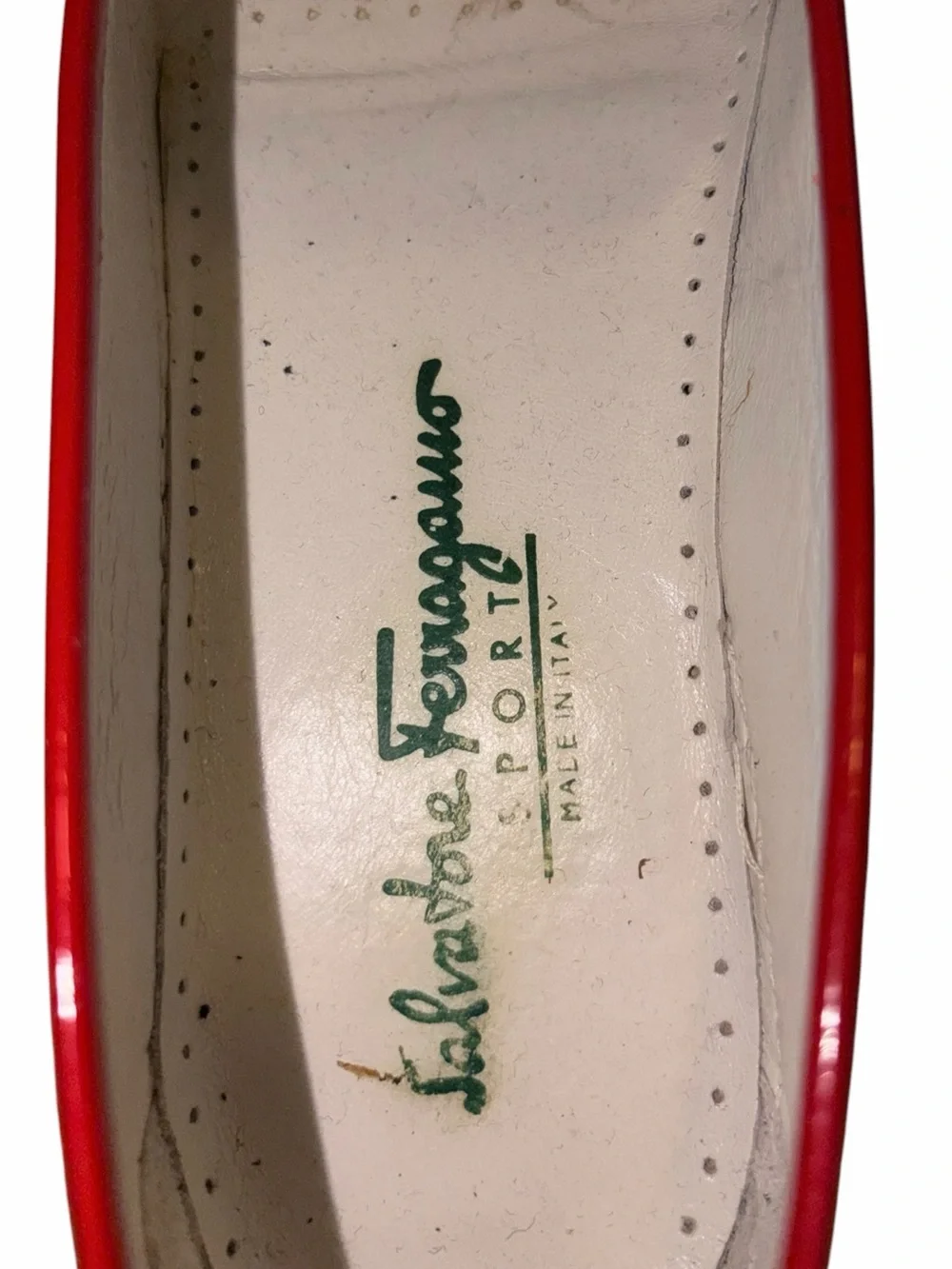 Vintage Salvatore Ferragamo Red Patent Leather Horsebit Loafers 8 B Made Italy